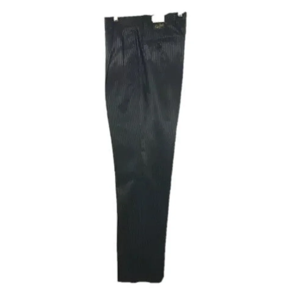 E.J. Samuel Men's Black Suit 3 Piece Pleated Pant Pinstripe Size 38L W32